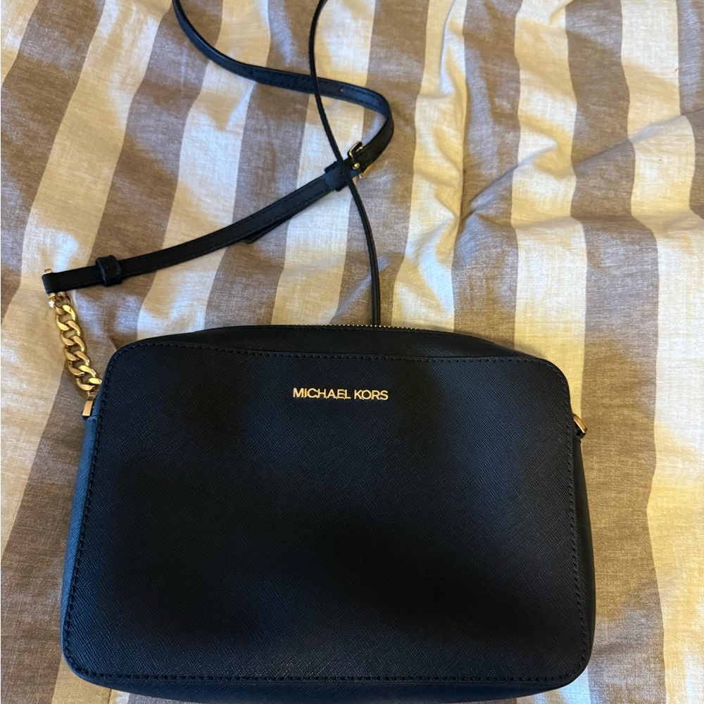 Michael Kors Black Crossbody with Gold Hardware